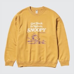 UNIQLO PEANUTS SWEATSHIRT Crewneck Size XL Yellow 100% Cotton Unisex